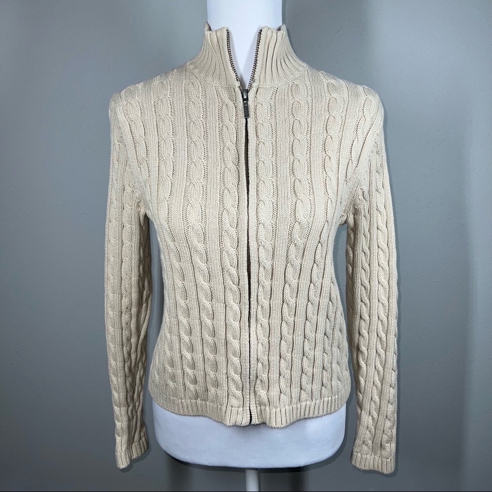 L.L. Bean Cable Knit Full-Zip Sweater